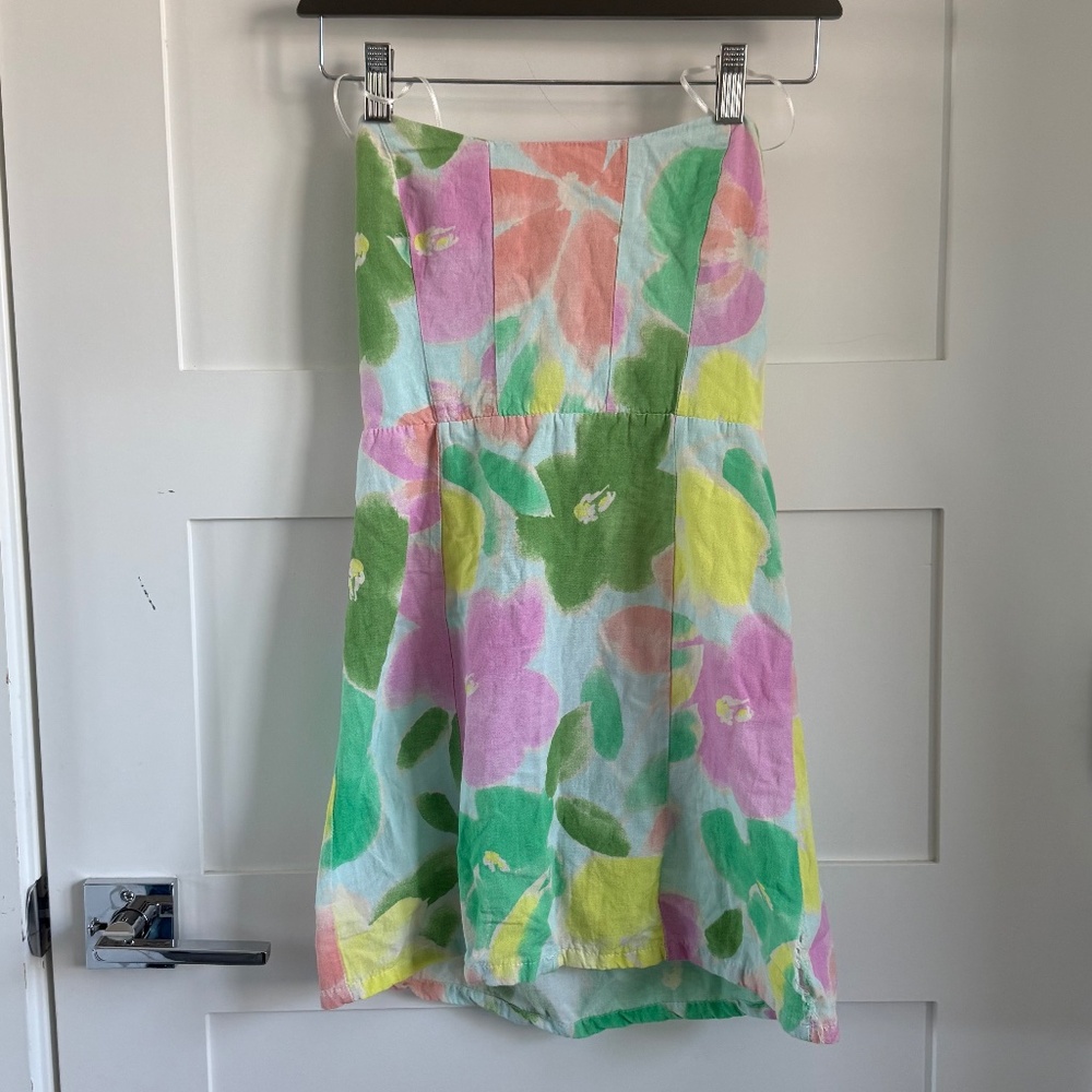 Colorful linen sleeveless mini dress